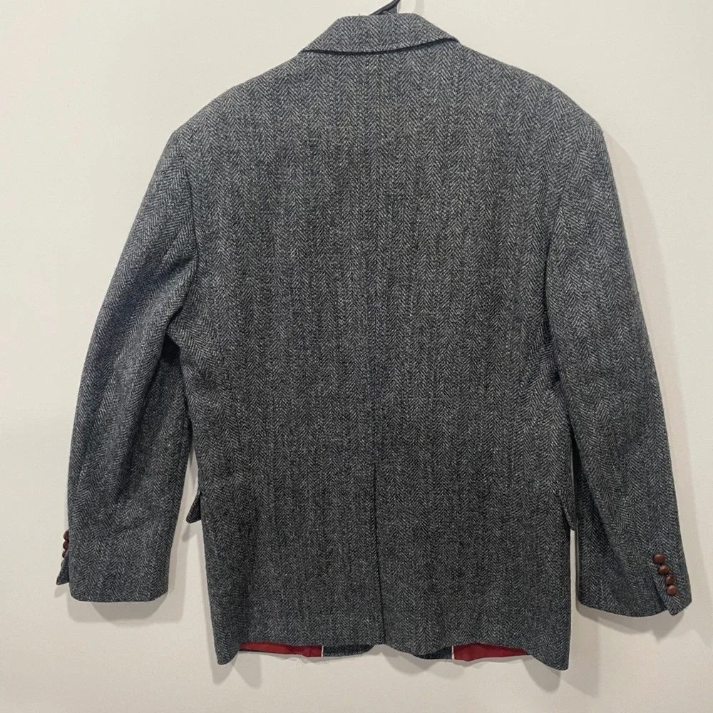 Harris Tweed Learbury Mens Herringbone Blazer Jacket 44 Long‎ Scottish Wool